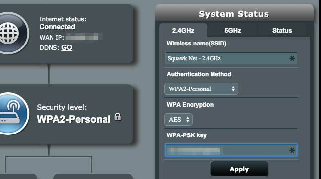 A Router's web interface showing the Wi-Fi password. 
