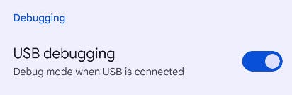 USB debugging.