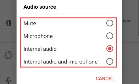 Audio source options.