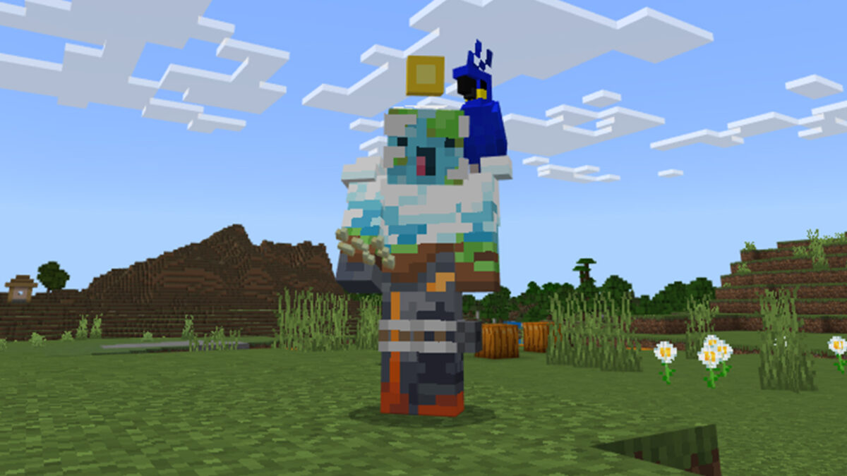 Parrot on shoulder in minecraft