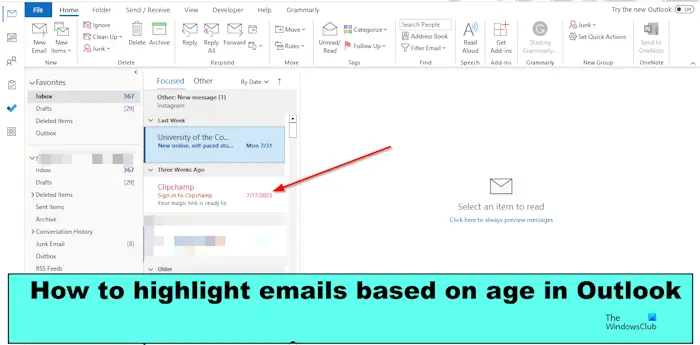 How to auto-highlight Emails based on Age in Outlook